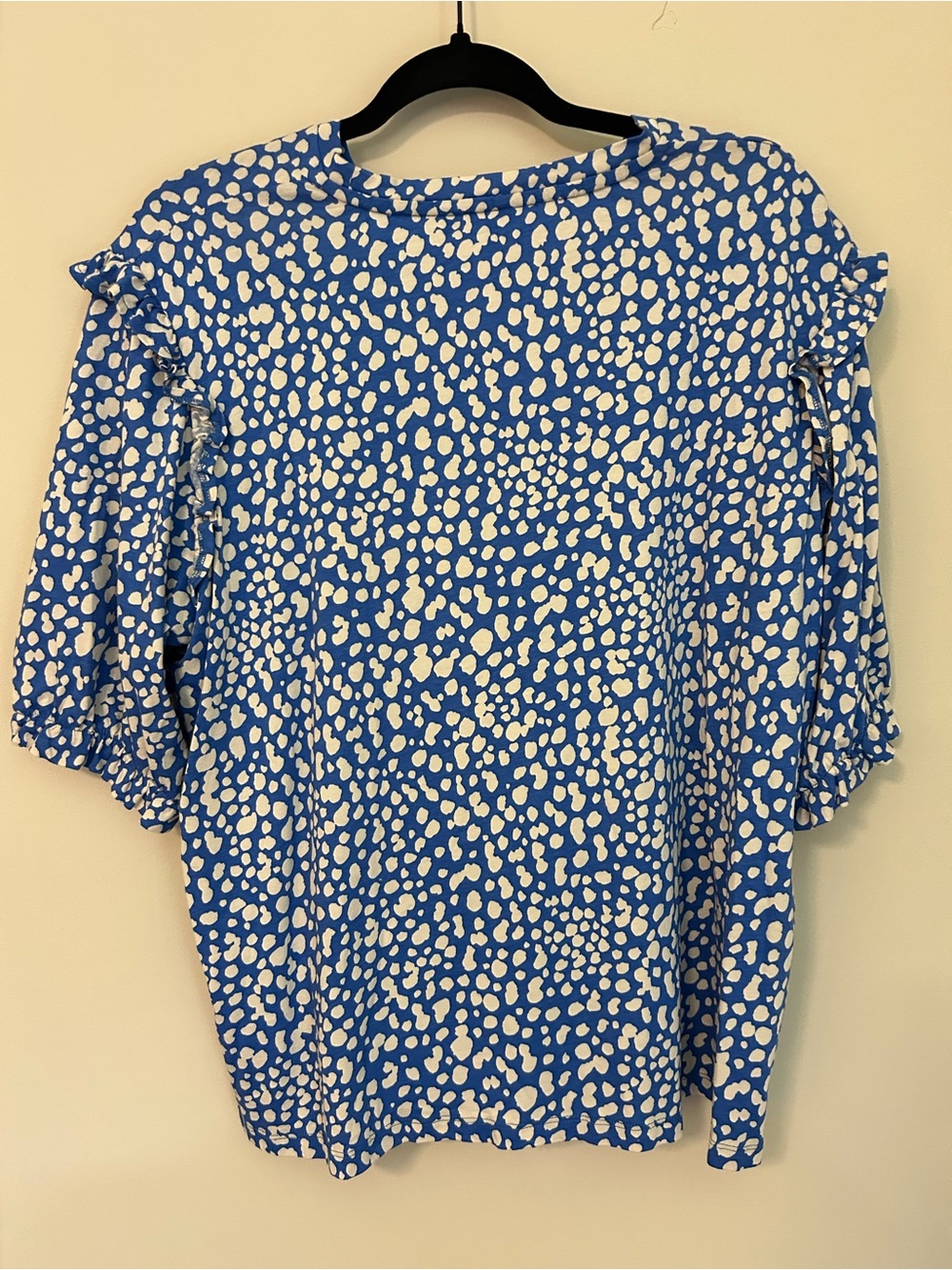 Joules Blue White Speckled Puff-Sleeve Blouse Size 16 - Picture 5 of 9
